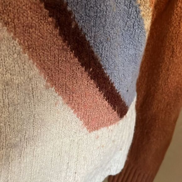 Madewell Brown Stripe Multi Color Pullover Sweater Casual Boho Modern - Picture 7 of 9